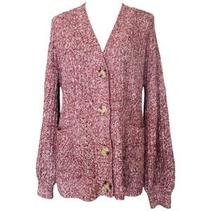 CAbi Red Twist Yarn Cardigan Sweater size Large